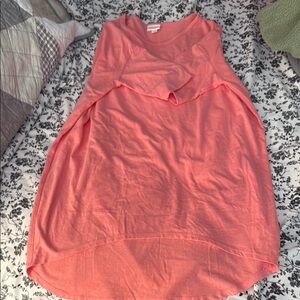LuLaRoe Pink Asymmetrical Ruffled Tank Top